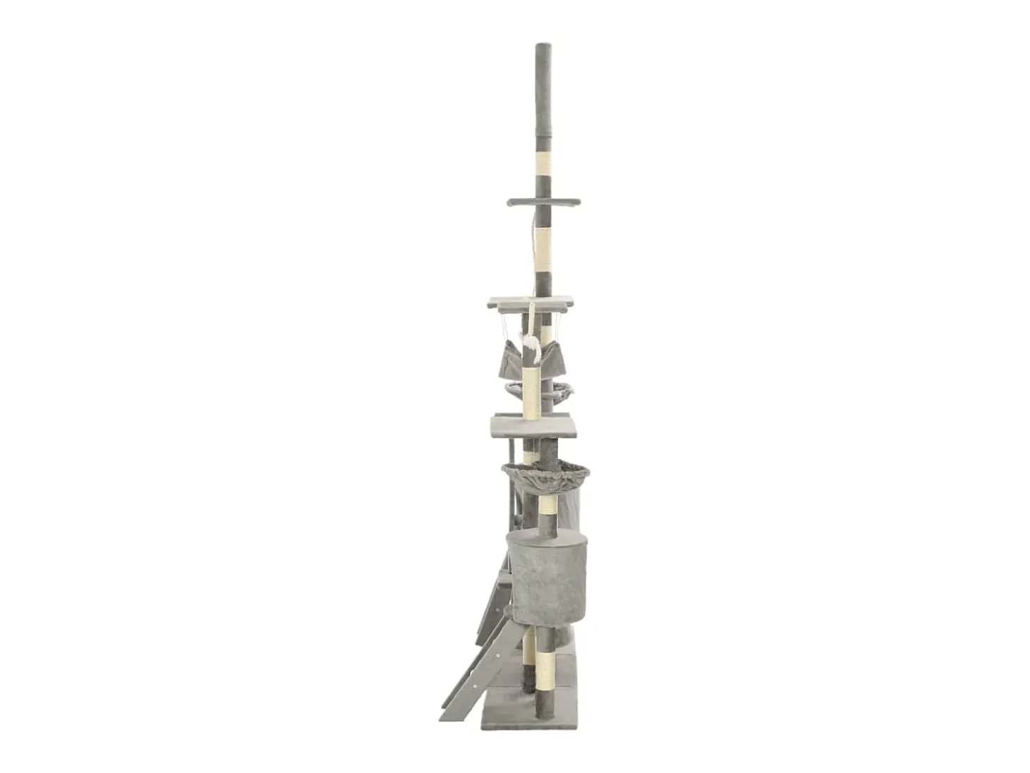 Árvore p/ gatos c/ postes arranhadores sisal 230-250cm cinzento