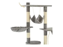 Árvore p/ gatos c/ postes arranhadores sisal 230-250cm cinzento