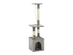 Árvore p/ gatos c/ postes arranhadores sisal 109 cm cinzento