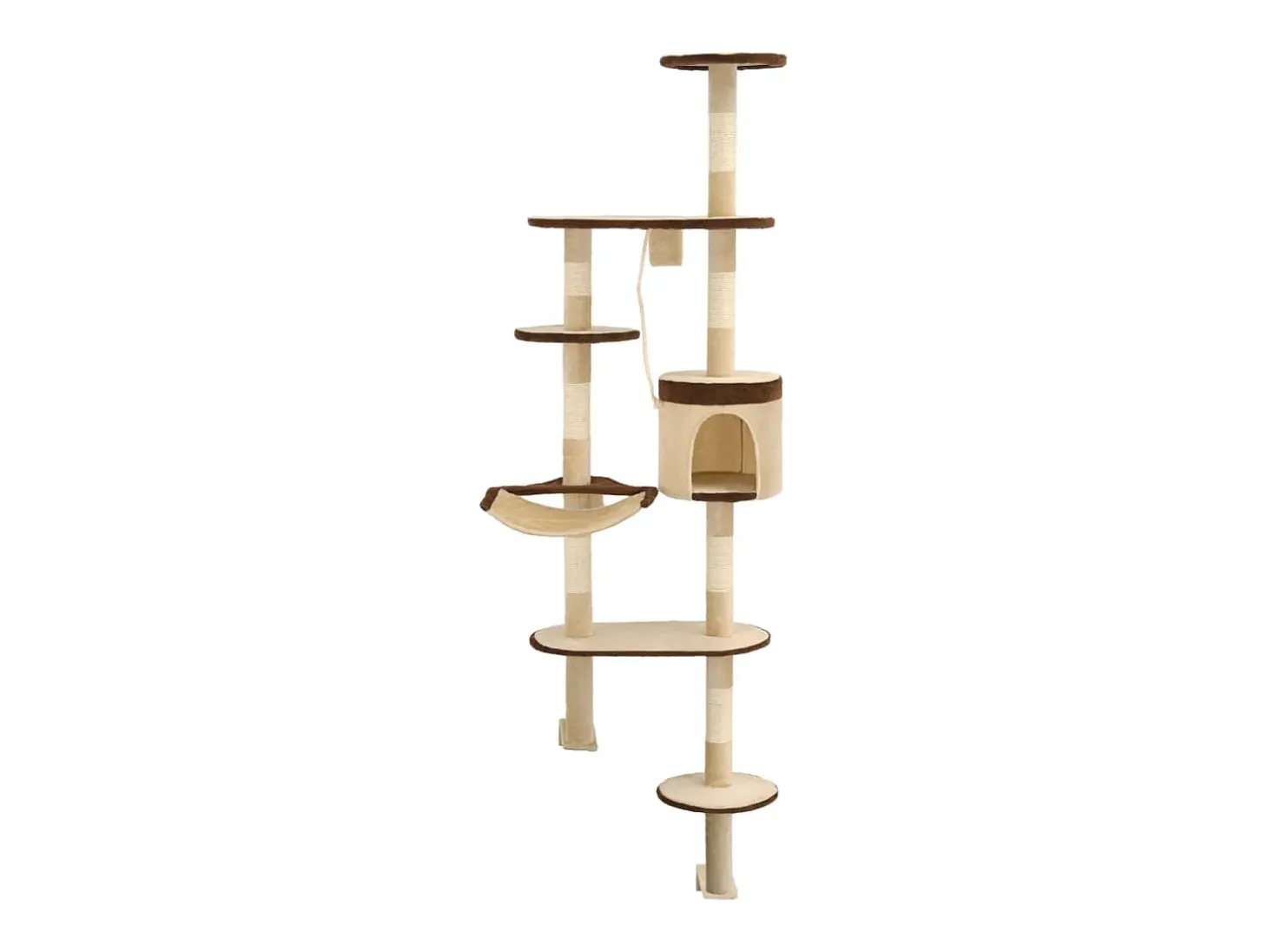 Árvore p/ gatos parede arranhadores sisal 194 cm bege/castanho