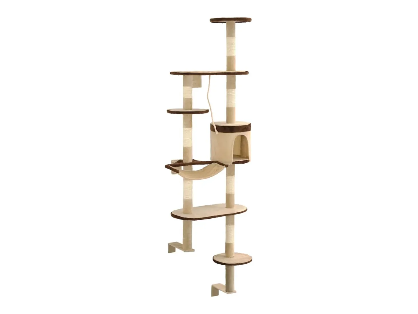 Árvore p/ gatos parede arranhadores sisal 194 cm bege/castanho