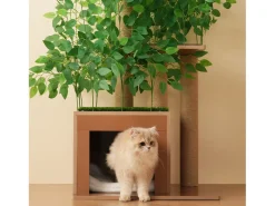 Árvore para gatos - 60 x 45 x 190 cm - com 4 plataformas + tocas para gatos - folhas removíveis - MDF - Verde