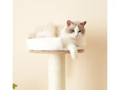 Árvore para gatos - 60 x 48 x 135 cm - com 3 plataformas + 1 casinha + tapetes removíveis - MDF - Branco