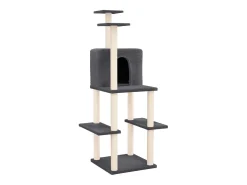 Árvore para gatos c/ arranhadores sisal 144,5 cm cinza-escuro