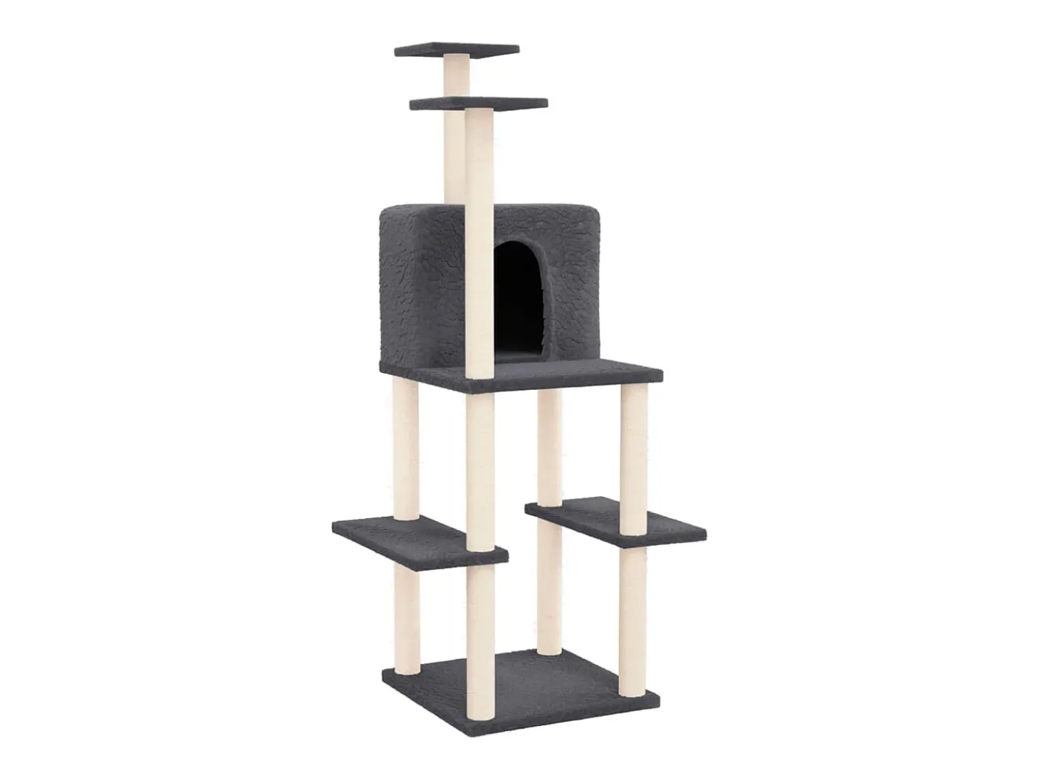 Árvore para gatos c/ arranhadores sisal 144,5 cm cinza-escuro