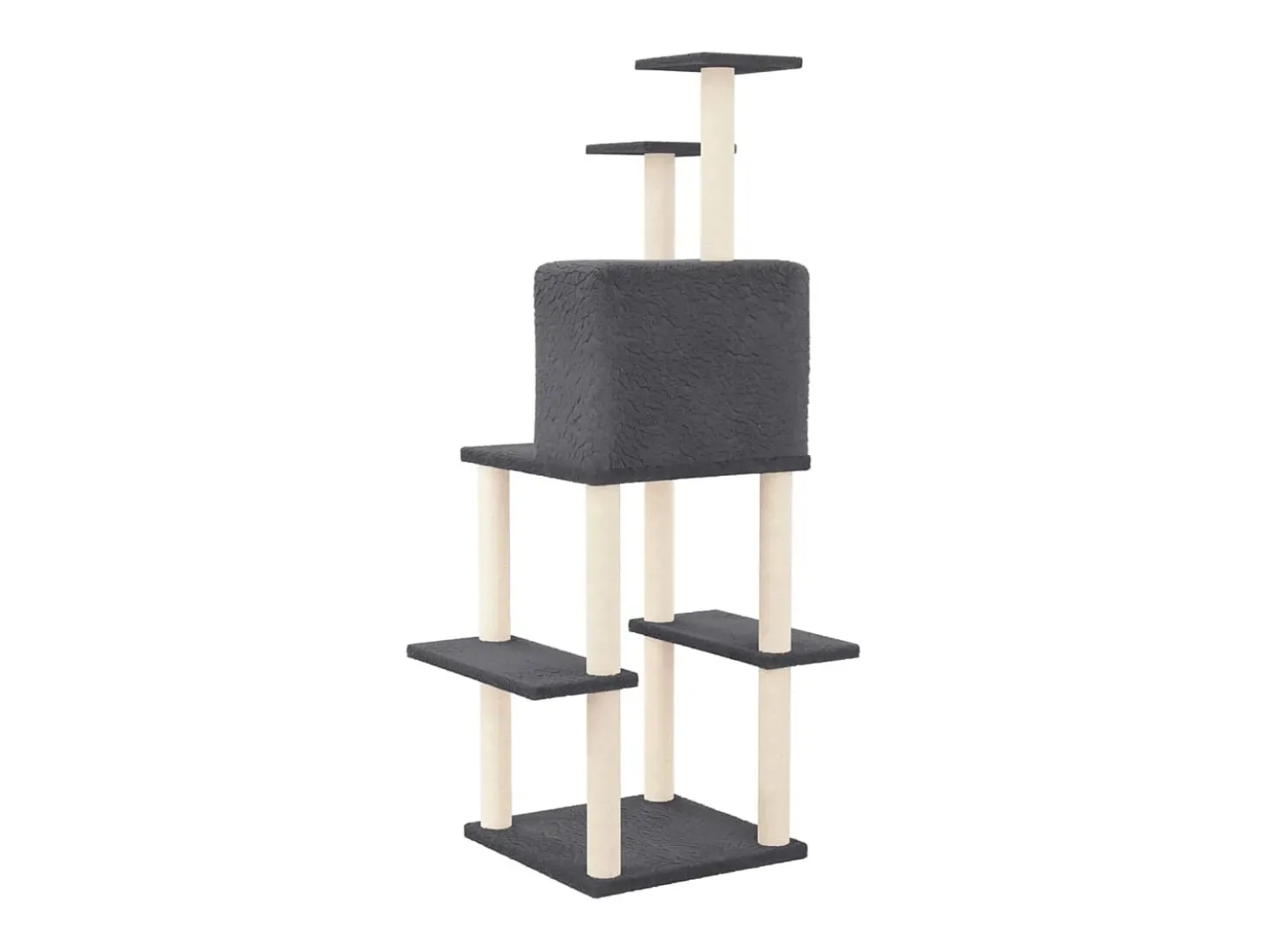 Árvore para gatos c/ arranhadores sisal 144,5 cm cinza-escuro