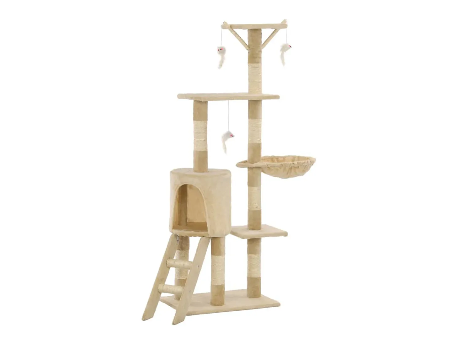 Árvore para gatos c/ postes arranhadores sisal 138 cm bege
