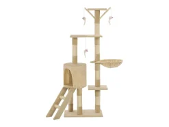 Árvore para gatos c/ postes arranhadores sisal 138 cm bege