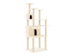 Árvore para gatos c/ postes arranhadores sisal 166 cm cor creme
