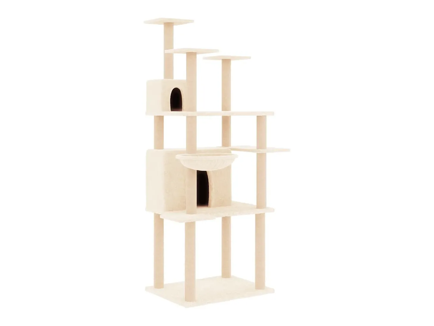 Árvore para gatos c/ postes arranhadores sisal 166 cm cor creme