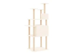 Árvore para gatos c/ postes arranhadores sisal 166 cm cor creme