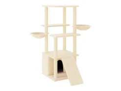 Árvore para gatos c/ postes arranhadores sisal 133 cm cor creme
