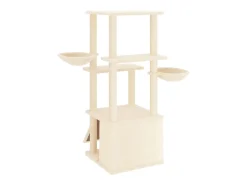 Árvore para gatos c/ postes arranhadores sisal 133 cm cor creme