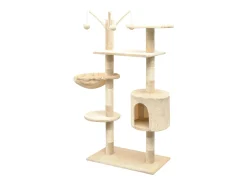 Árvore para gatos c/ postes arranhadores sisal 125 cm bege