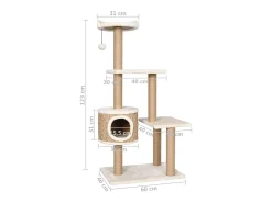 Árvore para gatos c/ postes arranhadores 123 cm erva marinha