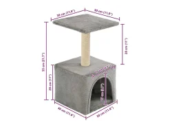 Árvore para gatos c/ postes arranhadores sisal 55 cm cinzento