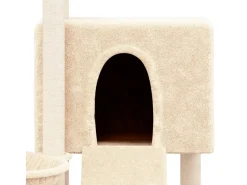 Árvore para gatos c/ postes arranhadores sisal 96 cm cor creme