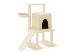 Árvore para gatos c/ postes arranhadores sisal 96,5 cm creme
