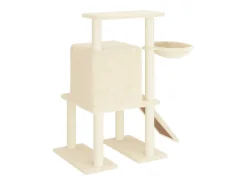 Árvore para gatos c/ postes arranhadores sisal 96,5 cm creme