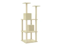 Árvore para gatos c/ postes arranhadores sisal 141 cm cor creme