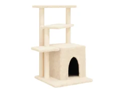 Árvore para gatos c/ postes arranhadores sisal 83,5 cm creme