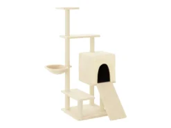 Árvore para gatos c/ postes arranhadores sisal 130,5 cm creme