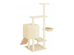 Árvore para gatos c/ postes arranhadores sisal 130,5 cm creme