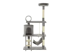 Árvore para gatos c/ postes arranhadores sisal 140 cm cinzento