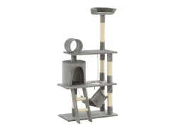 Árvore para gatos c/ postes arranhadores sisal 140 cm cinzento