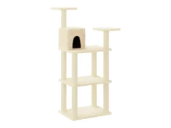 Árvore para gatos c/ postes arranhadores sisal 118,5 cm creme