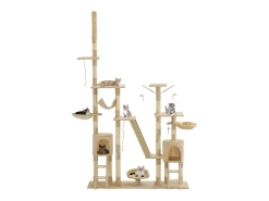 Árvore para gatos c/ postes arranhadores sisal 230-250 cm bege