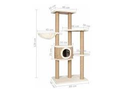 Árvore para gatos c/ postes arranhadores 126 cm erva marinha