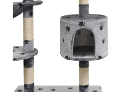 Árvore para gatos c/ postes arranhadores sisal 125 cm cinzento