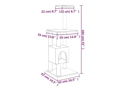 Árvore para gatos c/ postes arranhadores sisal 104 cm cor creme