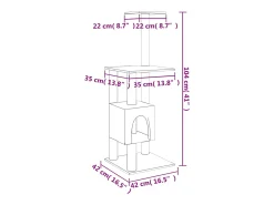Árvore para gatos c/ postes arranhadores sisal 104 cm cor creme