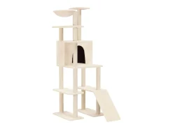 Árvore para gatos c/ postes arranhadores sisal 166 cm cor creme