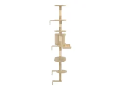 Árvore para gatos de parede c/ arranhadores sisal 194 cm bege