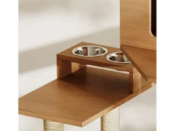 Árvore para gatos 80x50x173 cm - com arranhador e casinha para gatos - com 2 tigelas - caixa de areia - 1 rede - natural