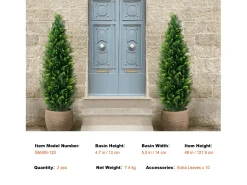 Árvores Artificiais, SucceBuy, Pacote de 2 Á‌rvores Topiárias Artificiais de Cedro de 120 CM, Resistentes aos Raios UV para Decoração Interior/Exterior