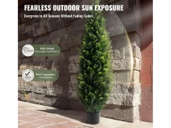 Árvores Artificiais, SucceBuy, Pacote de 2 Á‌rvores Topiárias Artificiais de Cedro de 120 CM, Resistentes aos Raios UV para Decoração Interior/Exterior