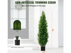 Árvores Artificiais, SucceBuy, Pacote de 2 Á‌rvores Topiárias Artificiais de Cedro de 120 CM, Resistentes aos Raios UV para Decoração Interior/Exterior