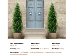 Árvores Artificiais, SucceBuy, Pacote de 2 Á‌rvores Topiárias Artificiais de Cedro de 150 CM, Resistentes aos Raios UV para Decoração Interior/Exterior