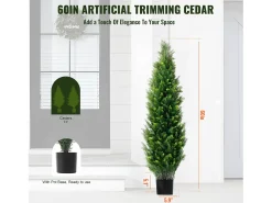 Árvores Artificiais, SucceBuy, Pacote de 2 Á‌rvores Topiárias Artificiais de Cedro de 150 CM, Resistentes aos Raios UV para Decoração Interior/Exterior