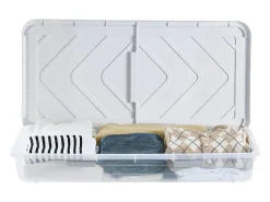 Sacos de Armazenamento SucceBuy sob a Cama com Rodinhas, Organizador de Sapatos sob a Cama 80,5x39,6x17,5 cm, Caixa de Armazenamento com Tampa