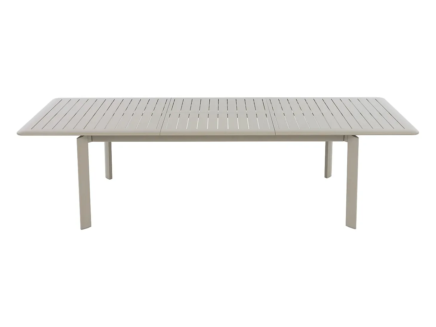 Sala de jantar de jardim em alumínio: uma mesa extensível C.205/286.5 cm e 10 cadeiras empilháveis - Taupe - MACILA da MYLIA