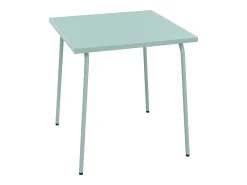 Sala de jantar de jardim em metal - uma mesa C.70 cm e 2 cadeiras empilháveis - Verde amêndoa - MIRMANDE da MYLIA