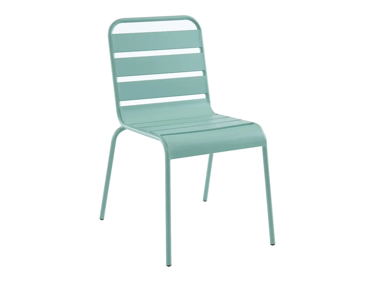 Sala de jantar de jardim em metal - uma mesa C.70 cm e 2 cadeiras empilháveis - Verde amêndoa - MIRMANDE da MYLIA