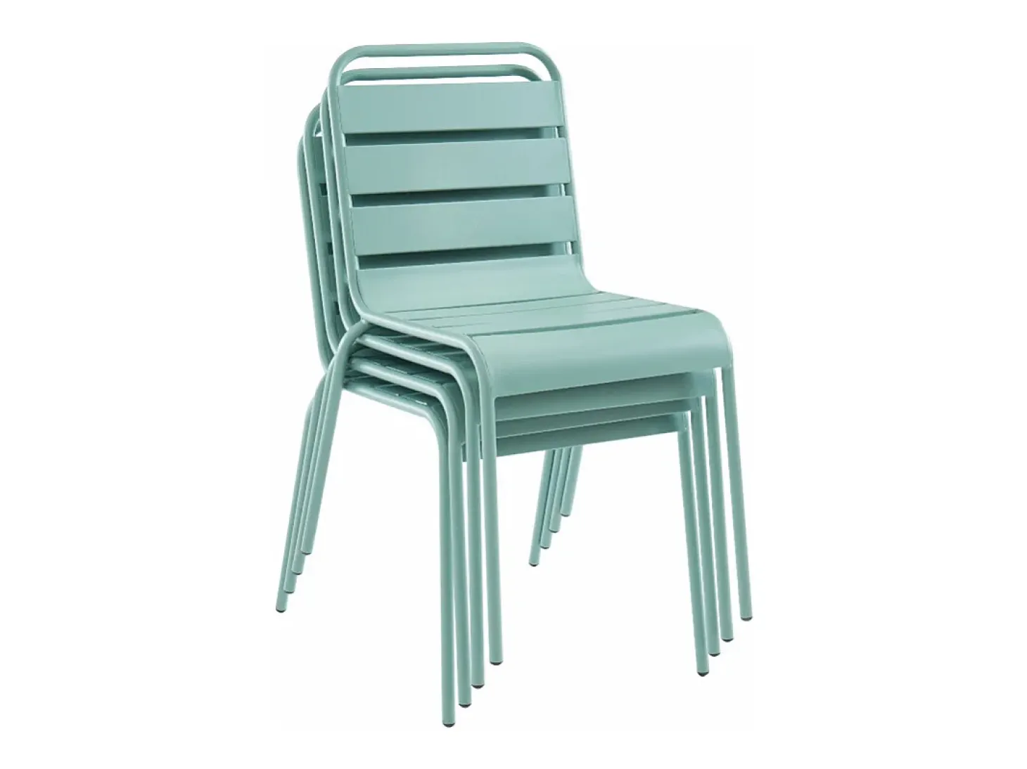 Sala de jantar de jardim em metal - uma mesa C.70 cm e 2 cadeiras empilháveis - Verde amêndoa - MIRMANDE da MYLIA