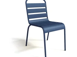 Sala de jantar de jardim em metal mesa e 8 cadeiras empilháveis Azul noite - MIRMANDE de MYLIA