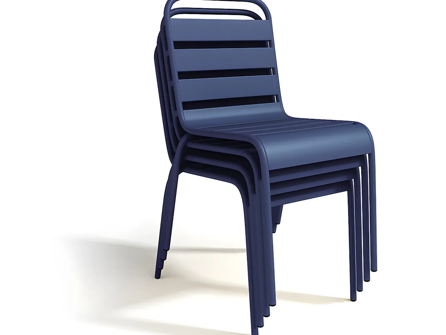 Sala de jantar de jardim em metal mesa e 8 cadeiras empilháveis Azul noite - MIRMANDE de MYLIA